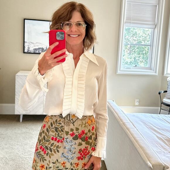 ZADIG & VOLTAIRE Tris Jac Leo Bisous Ruffle Front Blouse S - Picture 5 of 14